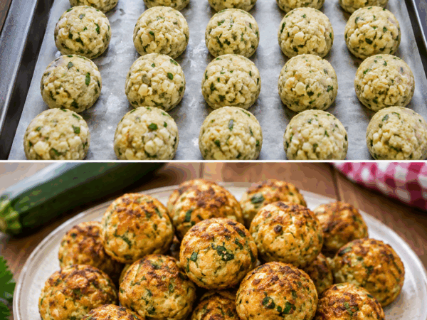 Knusprige Zucchini-Bällchen aus dem Ofen – außen goldbraun, innen herrlich saftig