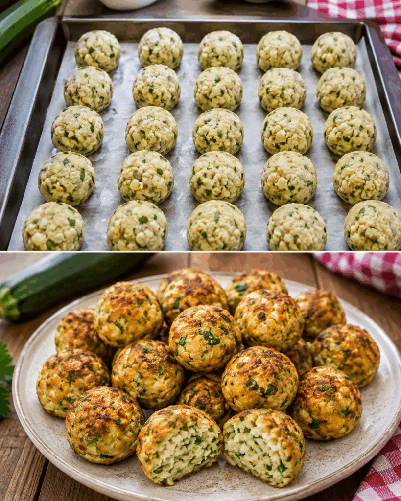 Knusprige Zucchini-Bällchen aus dem Ofen – außen goldbraun, innen herrlich saftig