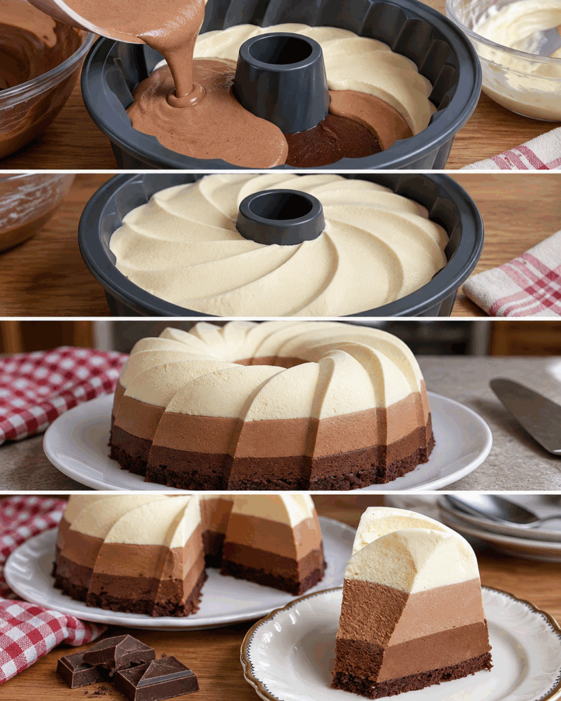 Dreifache Schokoladen-Mousse-Torte – cremig, luftig und ein echter Hingucker