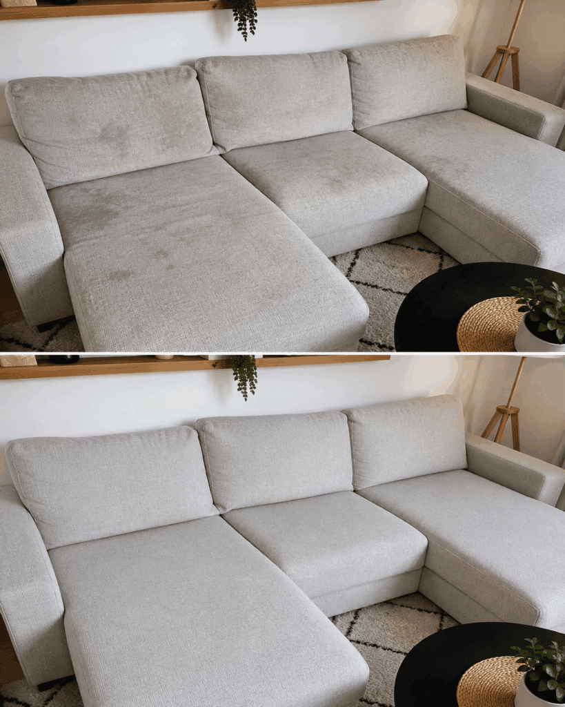Sofa reinigen ohne Waschsauger: So verschwinden Flecken und Grauschleier schonend