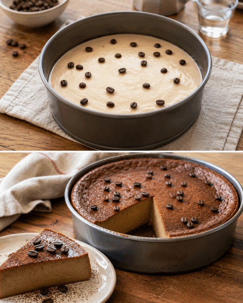 Cremiger Kaffee-Käsekuchen ohne Boden – so zart, dass er auf der Zunge schmilzt