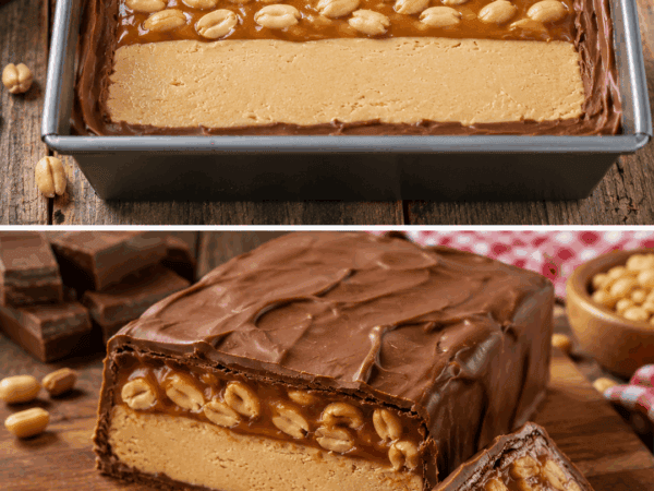 Snickers-XXL-Kuchen ohne Backen: Cremige Erdnussfüllung, Karamell und knackige Erdnüsse