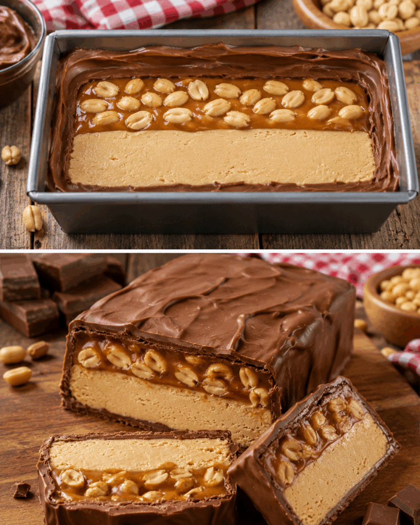 Snickers-XXL-Kuchen ohne Backen: Cremige Erdnussfüllung, Karamell und knackige Erdnüsse