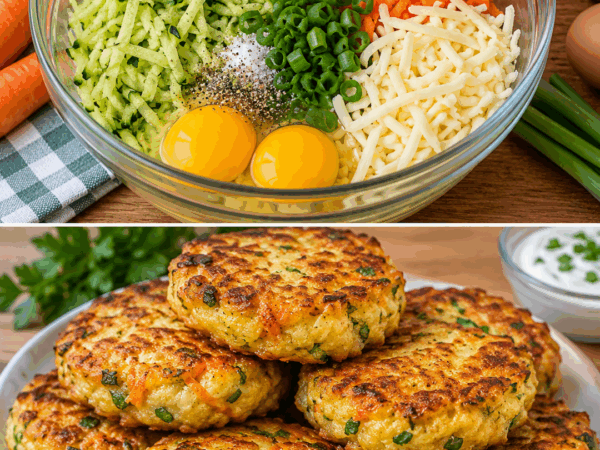 Knusprige Zucchini-Karotten-Taler mit Käse – außen goldbraun, innen herrlich saftig