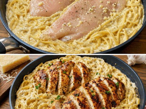 Dieses cremige Knoblauch-Parmesan-Hähnchen mit Pasta macht alle am Tisch glücklich