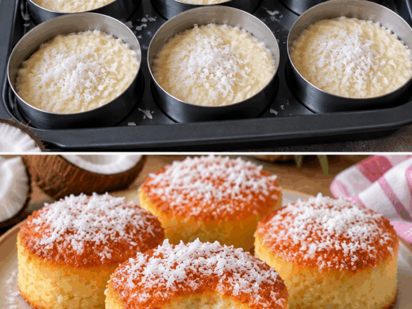 Saftige Kokos-Küchlein mit cremigem Kern – in nur 18 Minuten goldbraun gebacken