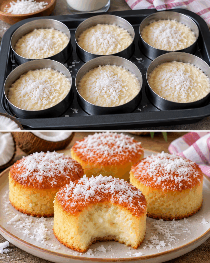 Saftige Kokos-Küchlein mit cremigem Kern – in nur 18 Minuten goldbraun gebacken