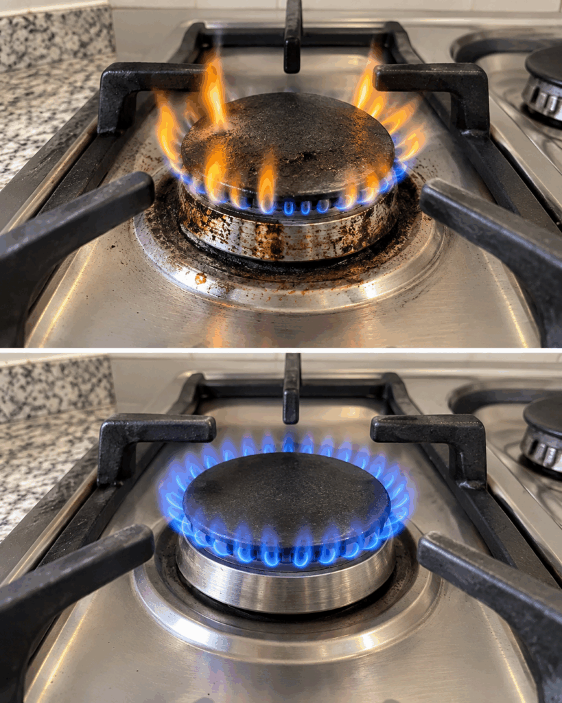 Gelbe Gasflamme statt blau? Was sie bedeutet – und wie du den Brenner sicher reinigst