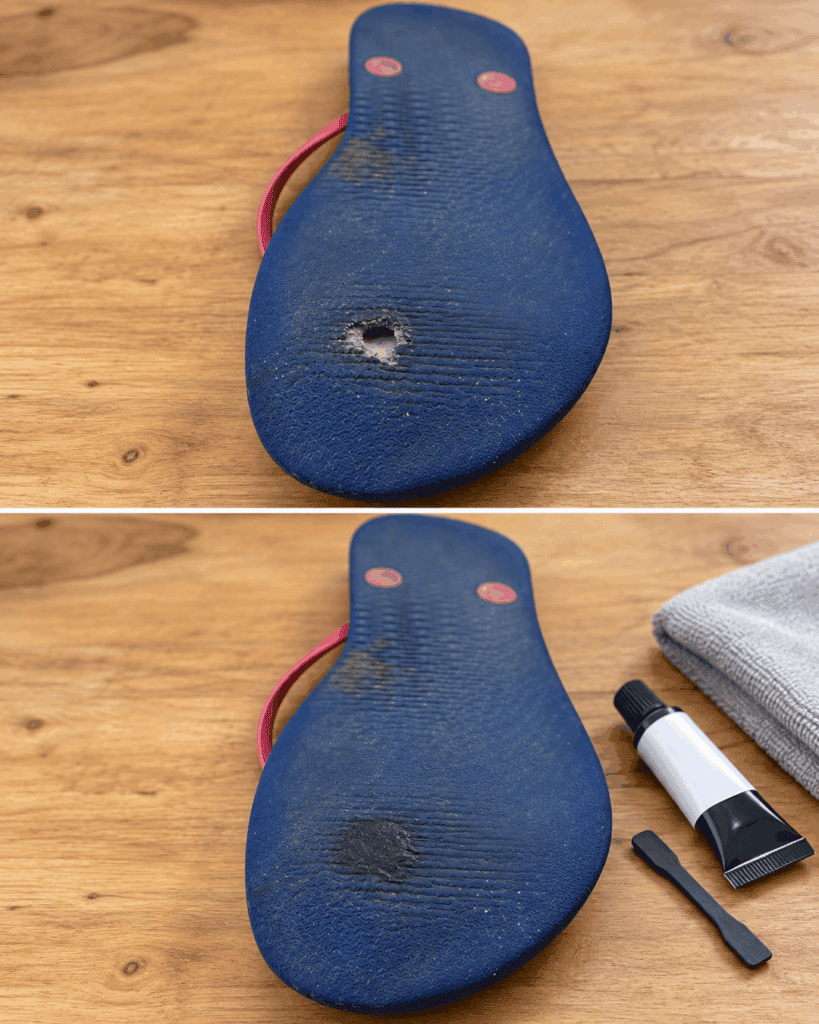 Loch in der Flip-Flop-Sohle? So gelingt eine haltbare Reparatur mit flexiblem Schuhkleber