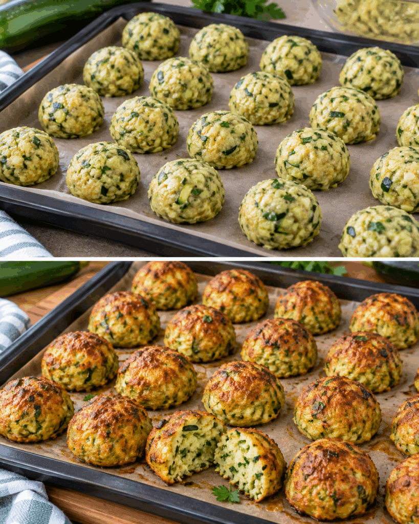 Diese knusprigen Zucchini-Bällchen aus dem Ofen sind schneller weg, als man sie servieren kann