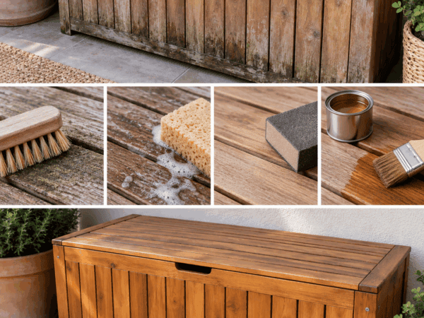 Verwittertes Gartenholz wieder schön: Mit diesen 4 Schritten sieht deine Holzbox fast wie neu aus