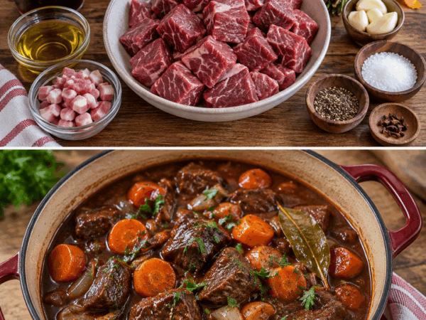 Provenzalischer Rinderschmortopf – butterzartes Fleisch in kräftiger Rotweinsauce
