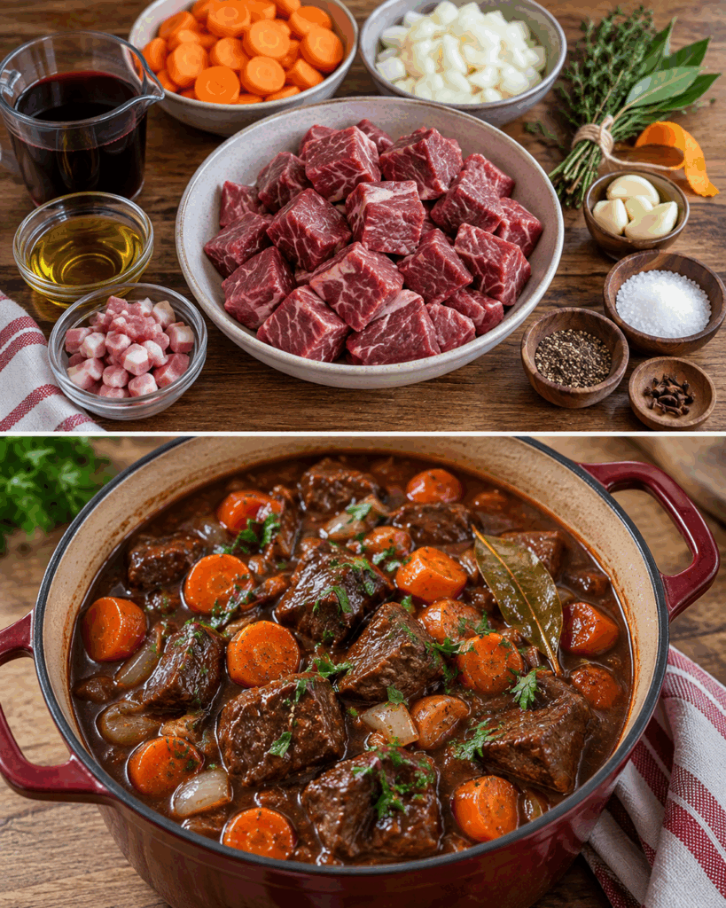Provenzalischer Rinderschmortopf – butterzartes Fleisch in kräftiger Rotweinsauce