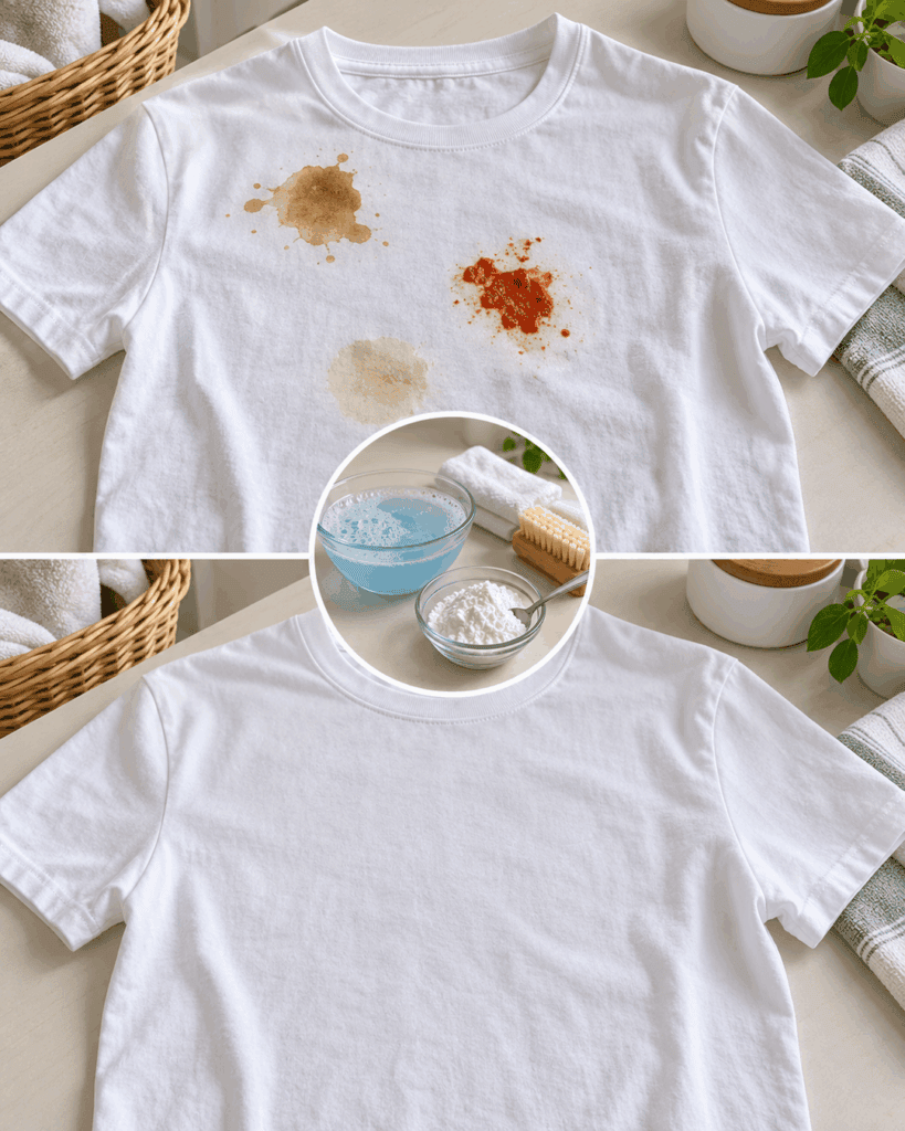 Kaffee, Tomatensoße oder Fett auf dem T-Shirt? So verschwinden typische Flecken, ohne den Stoff zu ruinieren
