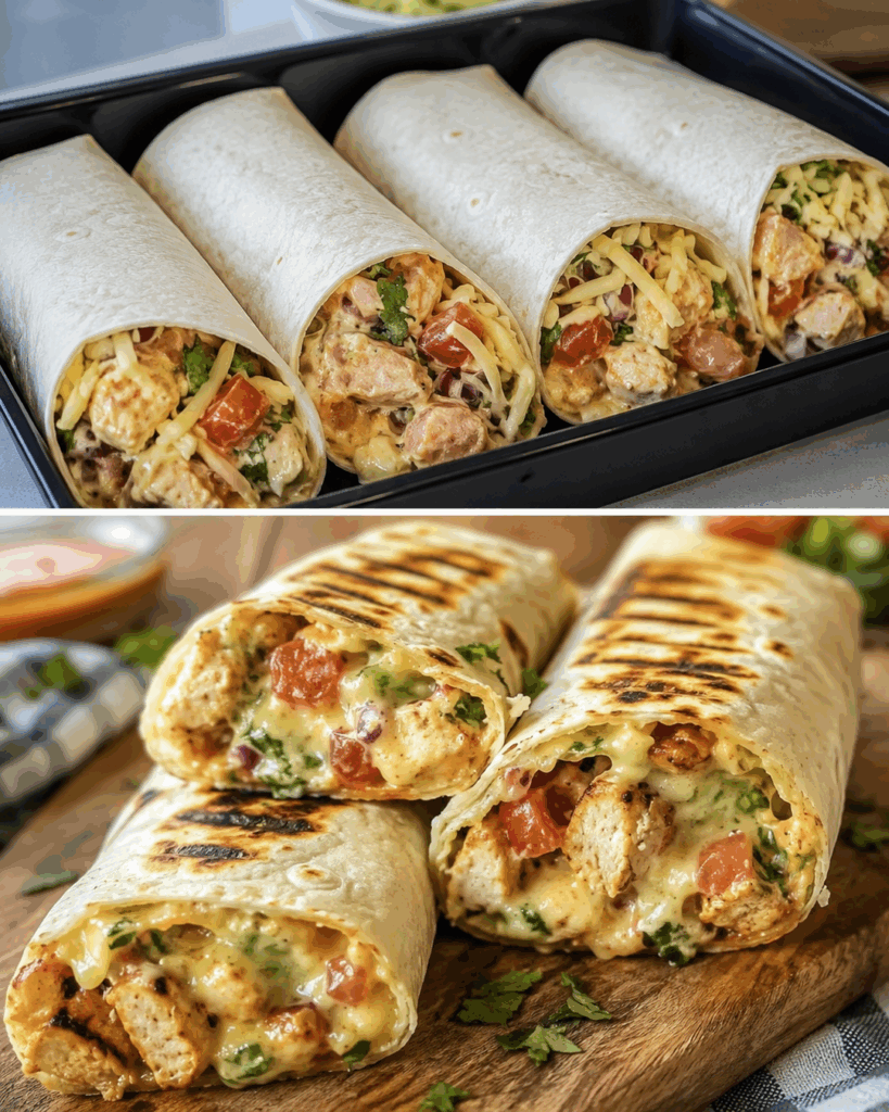 Diese cremigen Hähnchen-Wraps mit Käse sind so lecker, dass garantiert keiner bei nur einem bleibt!