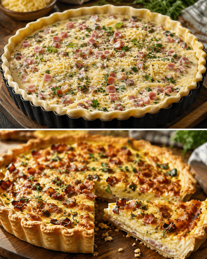 Diese Schinken-Käse-Quiche ist so cremig und knusprig – ein einfaches Ofenrezept, das alle lieben werden!