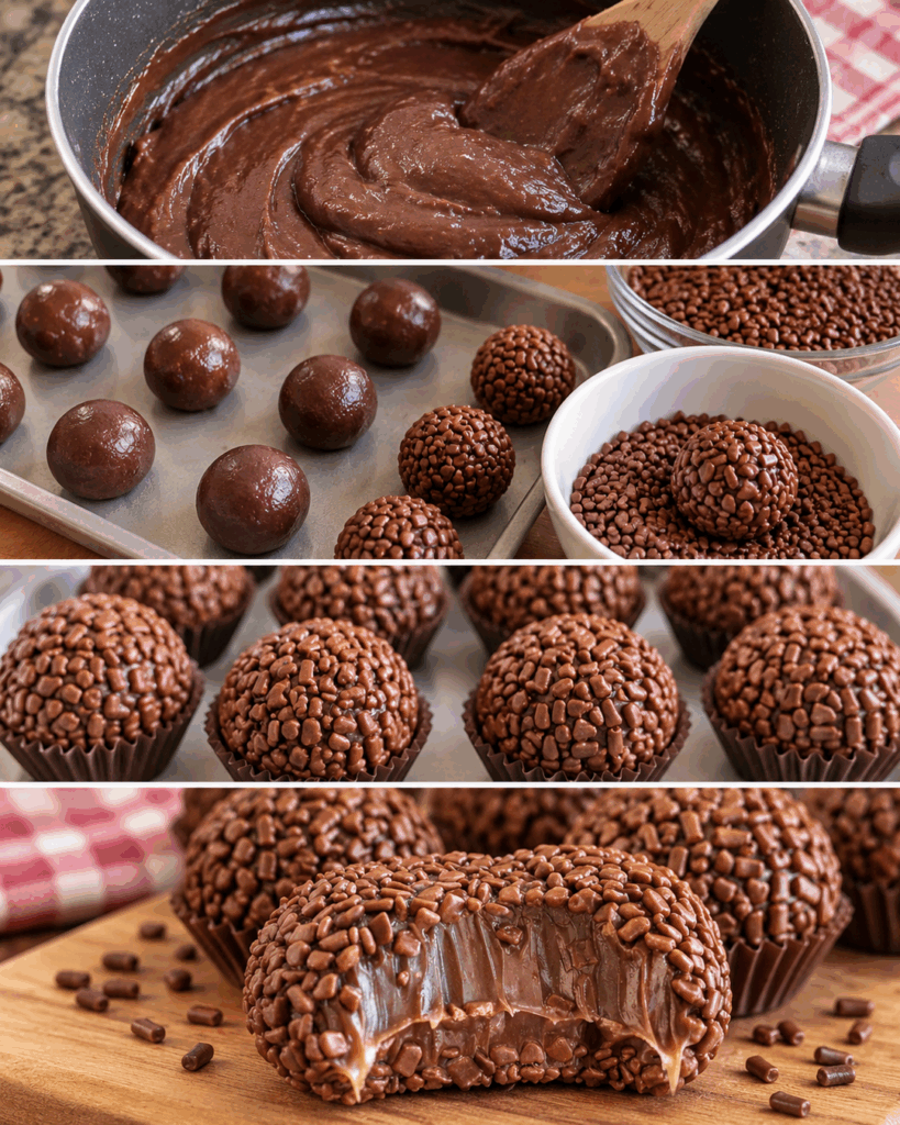 Cremige Schoko-Brigadeiros mit Knusperstreuseln – nur 4 Zutaten, unwiderstehlich zart