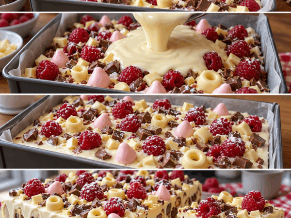Himmlischer Himbeer-Schoko-Kühlschrankkuchen – cremig, knusprig und ganz ohne Backen