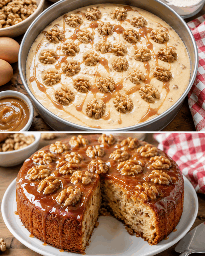 Saftiger Walnusskuchen mit Karamell – herrlich nussig und unwiderstehlich weich