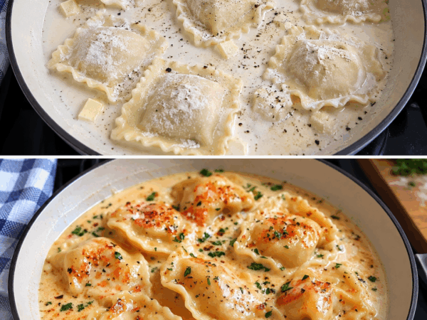 Cremige Ravioli in Knoblauch-Parmesan-Sauce – so unwiderstehlich, dass jeder Nachschlag möchte