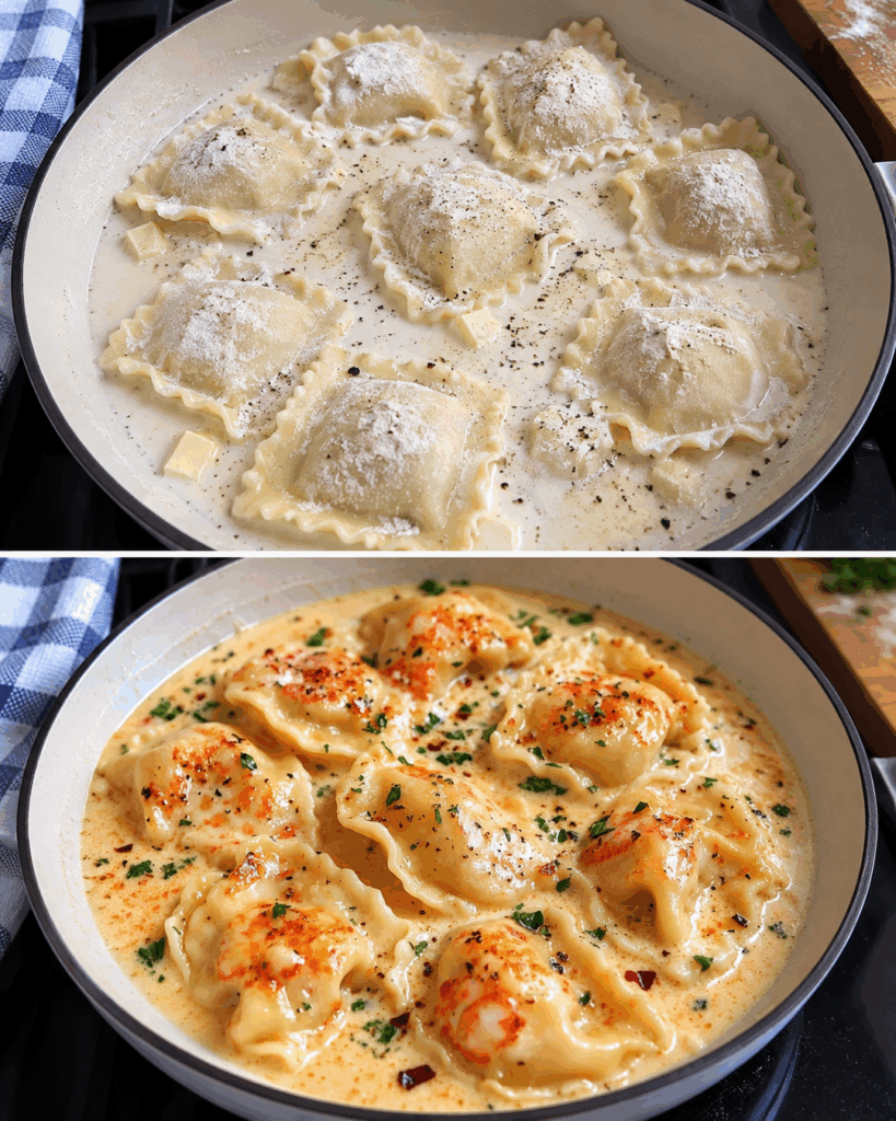 Cremige Ravioli in Knoblauch-Parmesan-Sauce – so unwiderstehlich, dass jeder Nachschlag möchte
