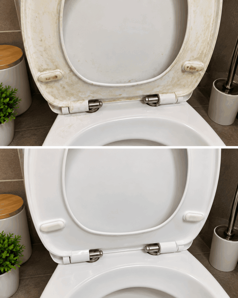 Vergilbte Toilettenbrille? So werden Sitz, Unterseite und Scharniere wieder gründlich sauber