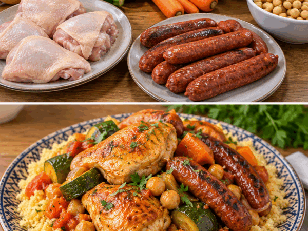 Couscous mit Hähnchen und Merguez – ein herzhaftes Familienessen, das alle an den Tisch bringt