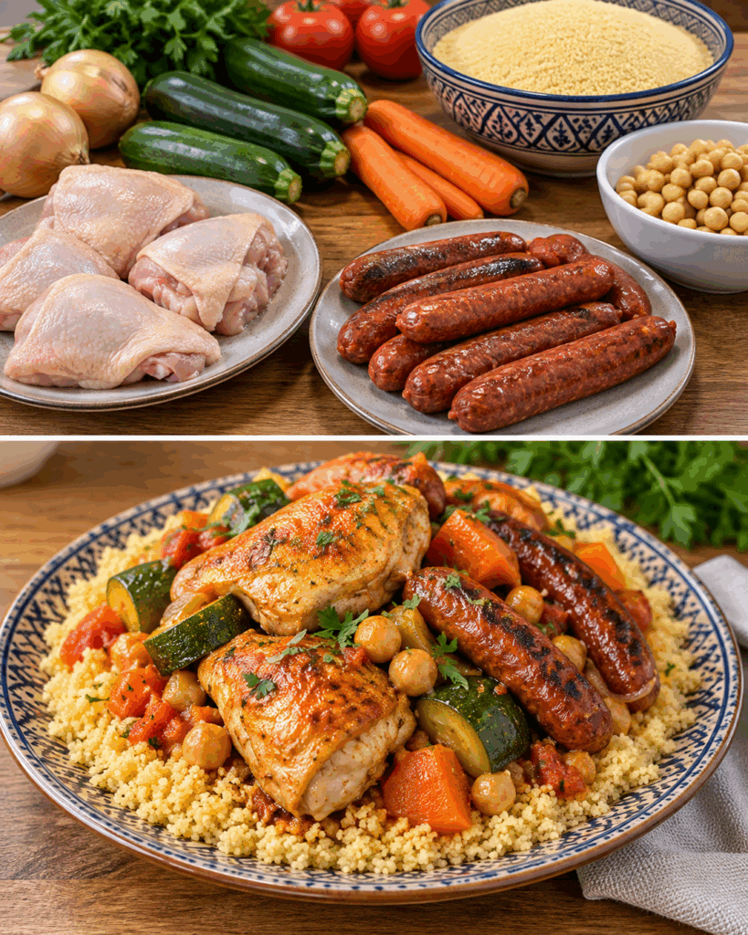 Couscous mit Hähnchen und Merguez – ein herzhaftes Familienessen, das alle an den Tisch bringt