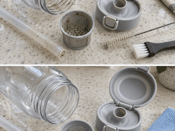 Versteckter Schmutz im Trinkhalm? So werden Flaschenfilter und Deckel wieder hygienisch sauber