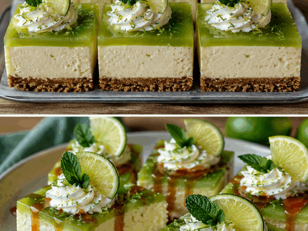Diese Limetten-Cheesecake-Würfel ohne Backen sind unwiderstehlich – cremig, frisch und perfekt für Gäste!