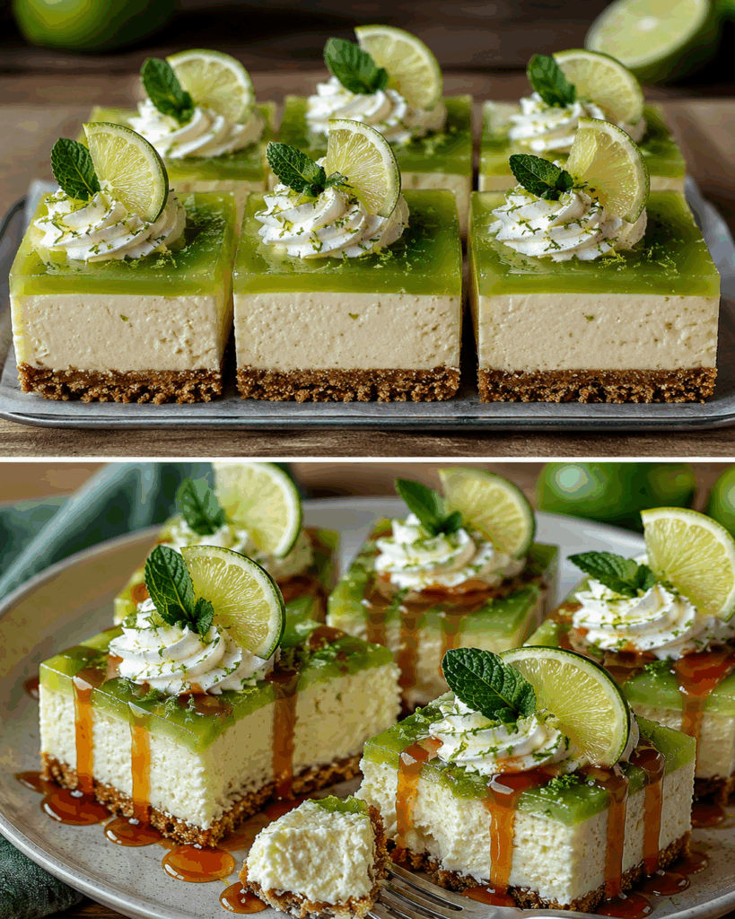 Diese Limetten-Cheesecake-Würfel ohne Backen sind unwiderstehlich – cremig, frisch und perfekt für Gäste!