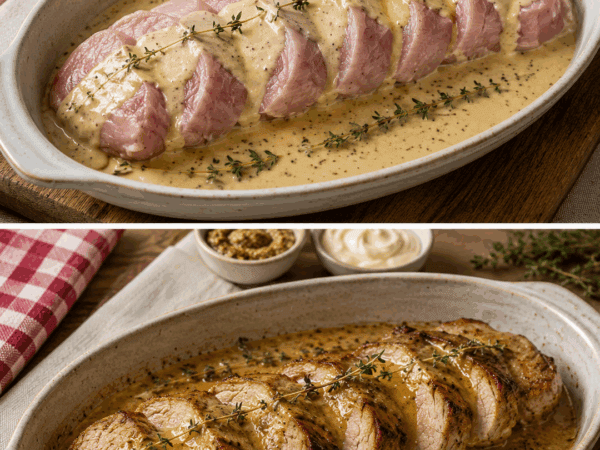 Schweinefilet in cremiger Honig-Senf-Sauce – zart, würzig und einfach aus dem Ofen