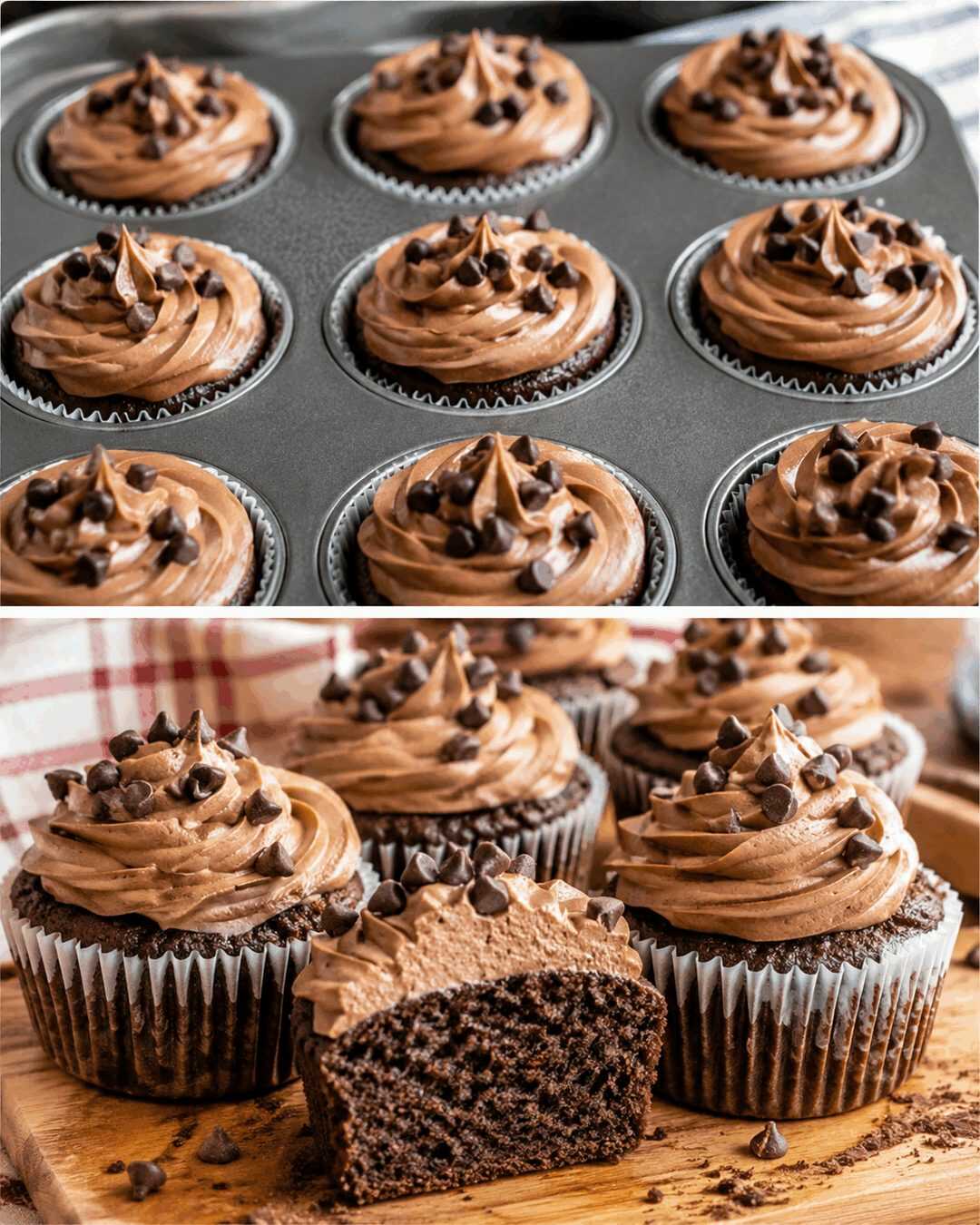 Schokoladen-Cupcakes mit Schokoladenglasur