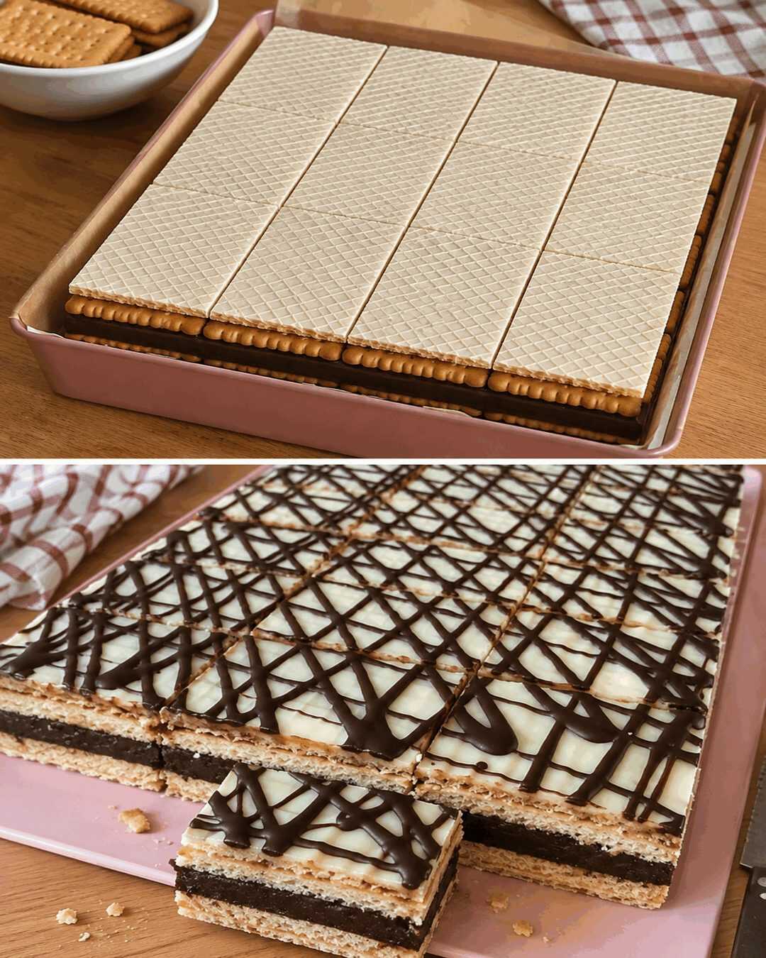 Köstliche No-Bake Schnitte mit Butterkeksen und Oblaten – Einfach und Lecker!