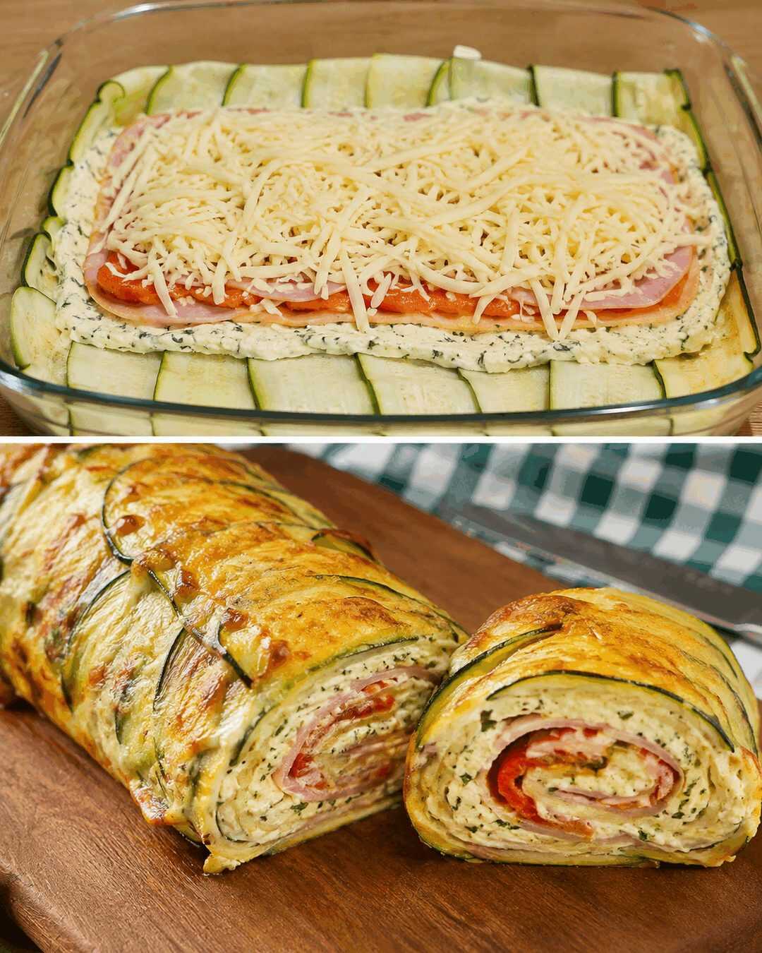 Perfekte Zucchinirolle mit Käse – eine Eigenkreation. Eure Gäste werden sie sicher lieben.
