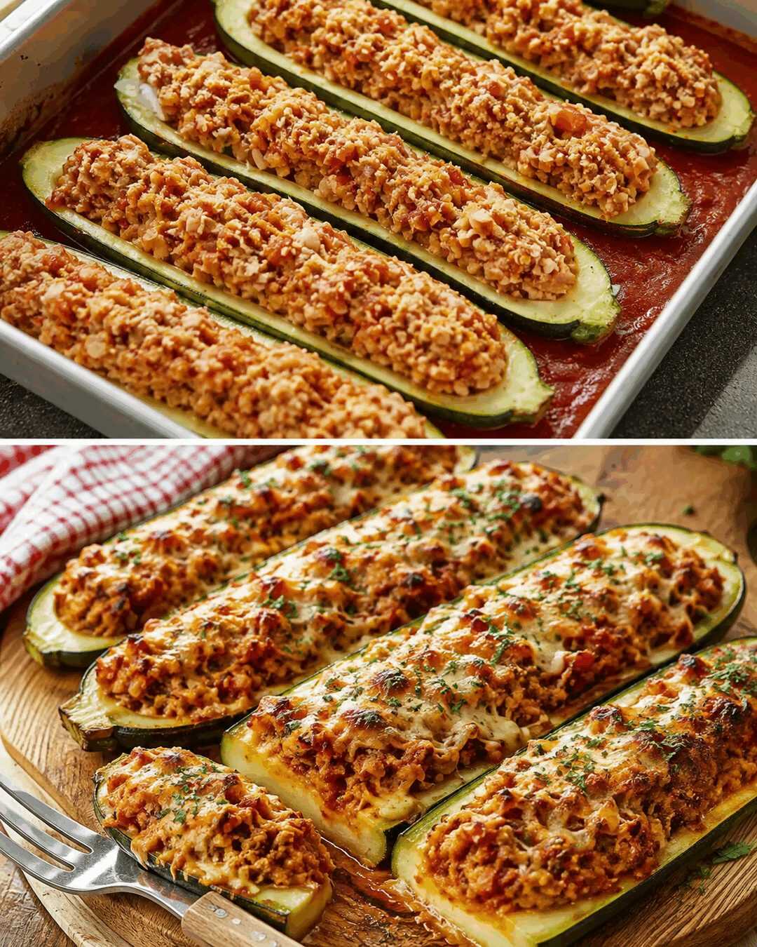 Überbackene Zucchini-Boote mit Hackfleisch – das Sommerrezept ohne Beilage