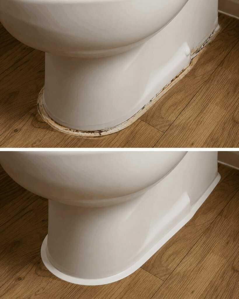Vergilbte und verschmutzte Ränder am WC reinigen: So wird der Bereich am Toilettenfuß wieder sauber