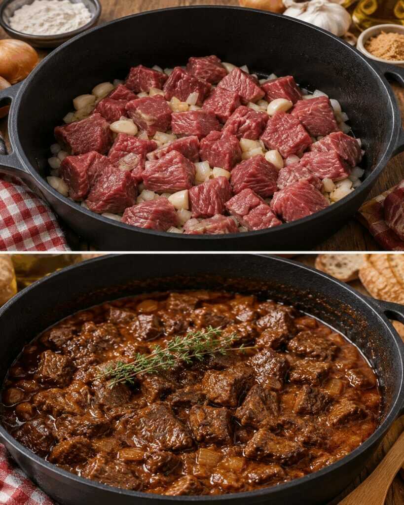 Zartes Rindergulasch mit Zwiebeln und kräftiger Schmorsauce