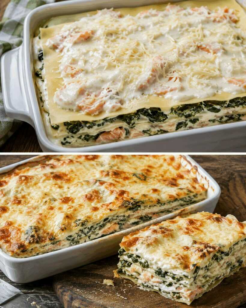 Räucherlachs-Spinat-Lasagne