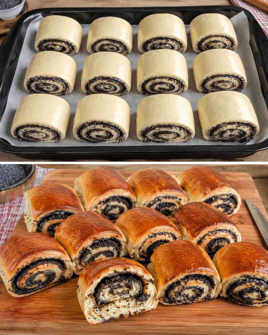 Mohnschnecken aus Hefeteig mit saftiger Mohnfüllung