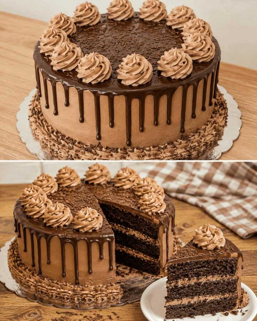 Saftige Schokoladen-Drip-Torte mit cremiger Schokoladenbuttercreme