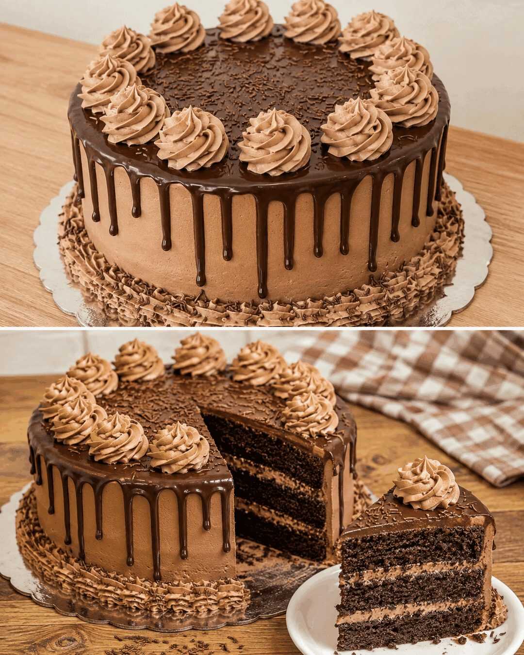 Saftige Schokoladen-Drip-Torte mit cremiger Schokoladenbuttercreme
