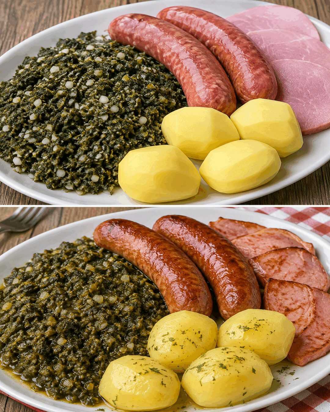 Grünkohl mit Mettwürstchen, Kasseler und Salzkartoffeln – Herzhaftes Familienrezept