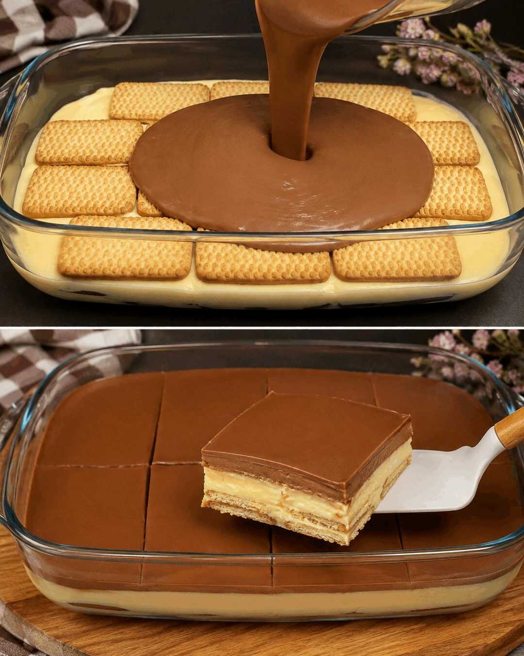 Cremiger Schoko-Keks-Kuchen ohne Backen – das einfache Schichtdessert aus dem Kühlschrank