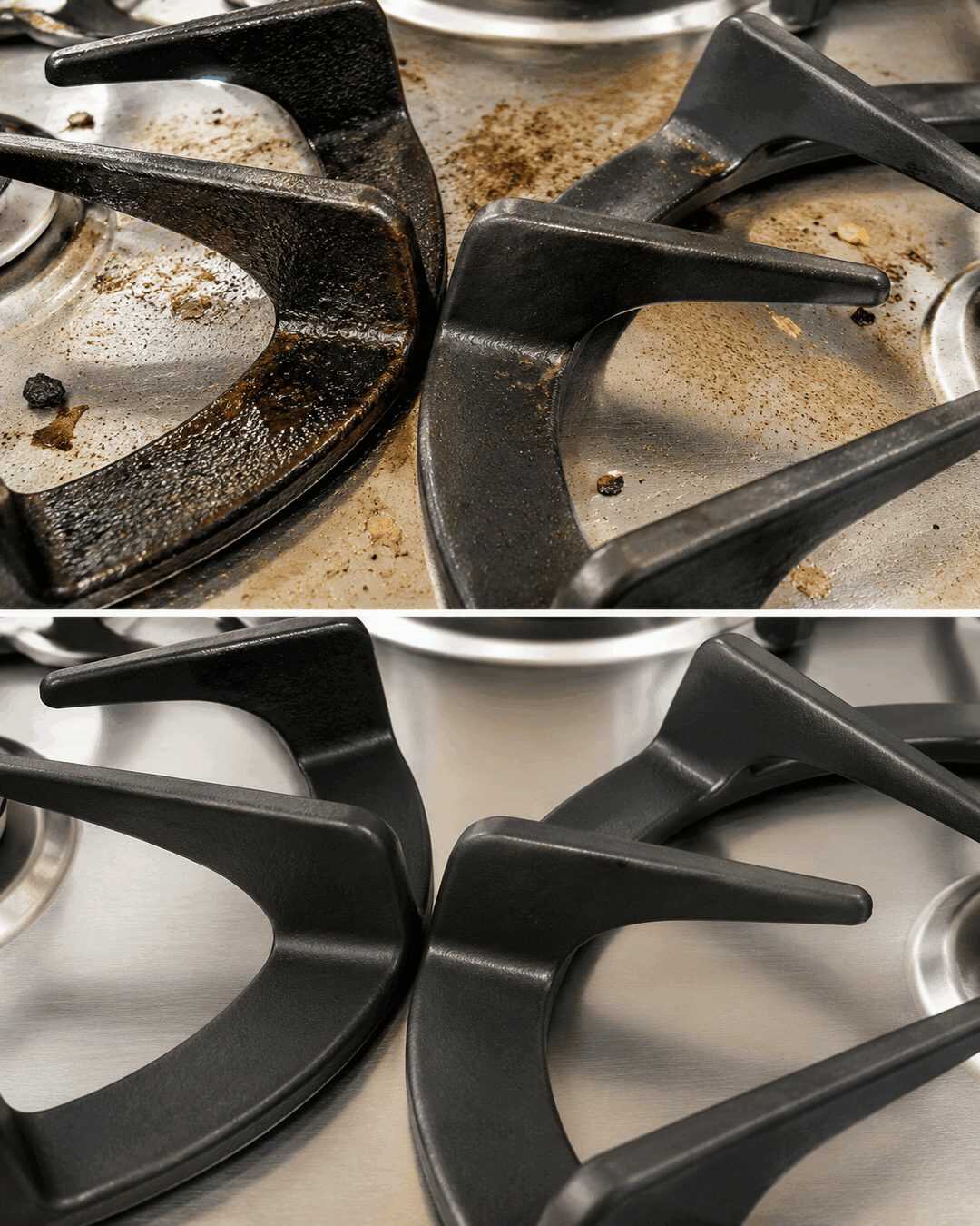 Eingebrannte Herdroste mühelos reinigen – So werden Gasherd-Gitter wieder sauber