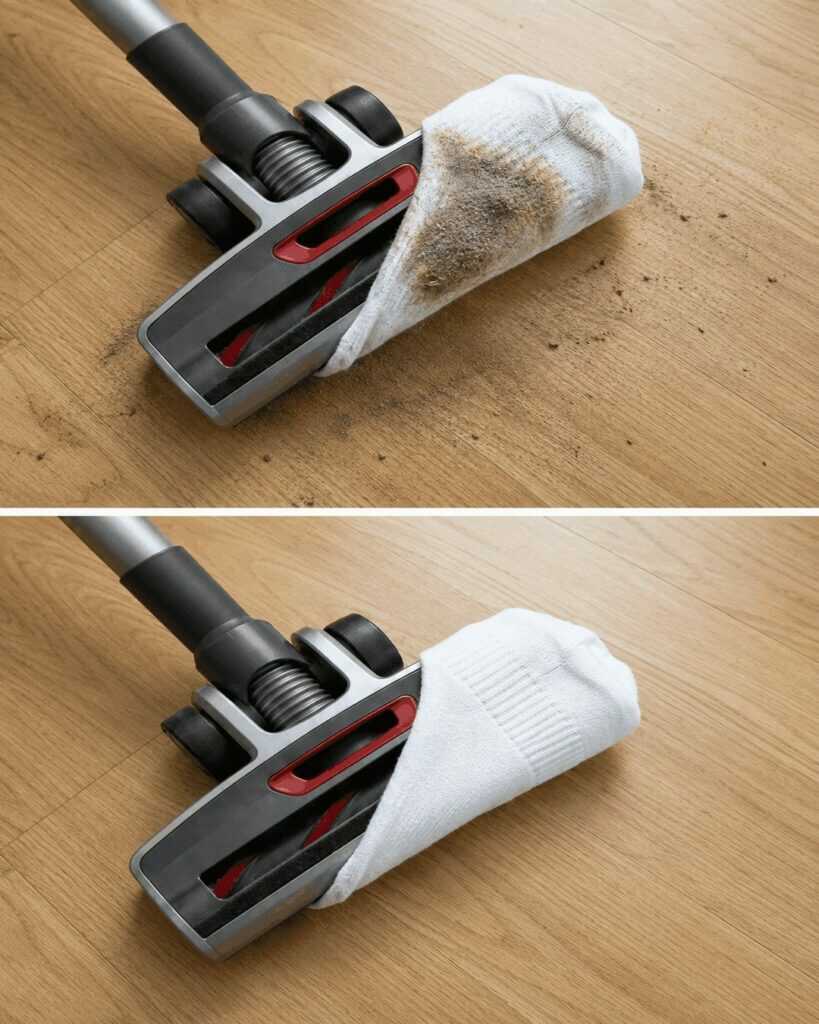 Warum eine Socke über der Staubsaugerdüse Zeit sparen kann