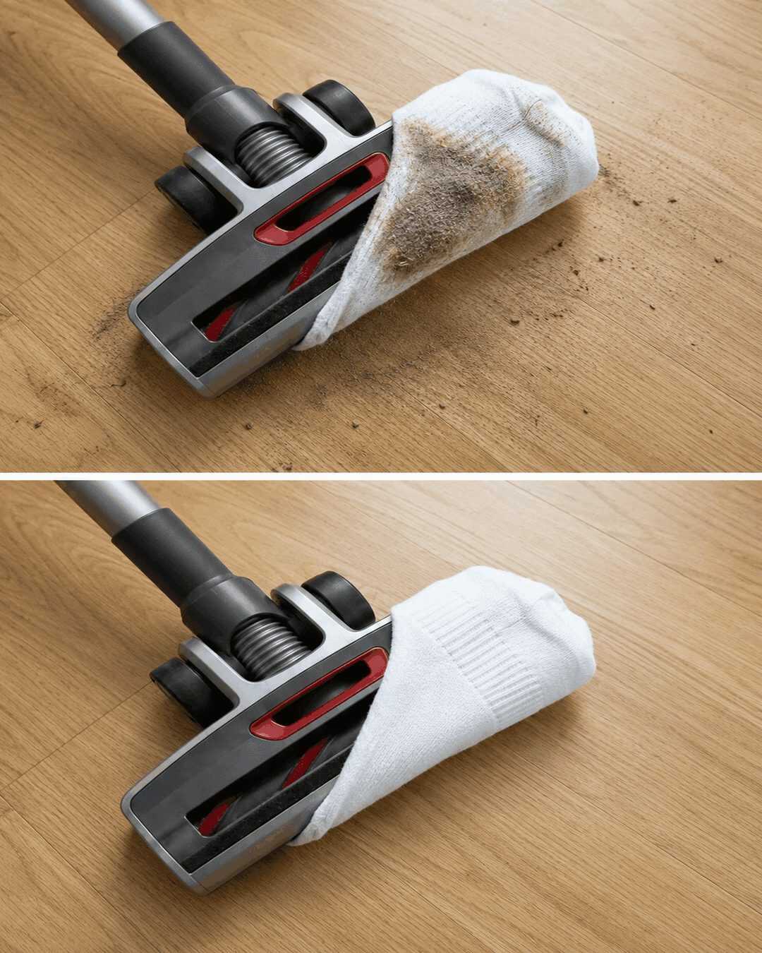 Warum eine Socke über der Staubsaugerdüse Zeit sparen kann