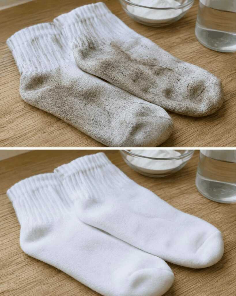 Weiße Socken aufhellen: Natron, Essig, Sauerstoffbleiche und Gallseife im Vergleich