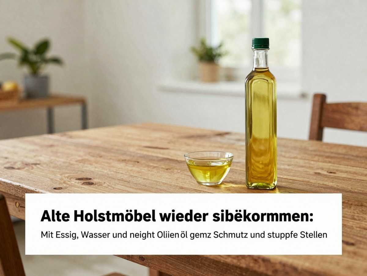 Alte Holzmöbel wieder schön bekommen: Mit Essig, Wasser und etwas Olivenöl gegen Schmutz und stumpfe Stellen