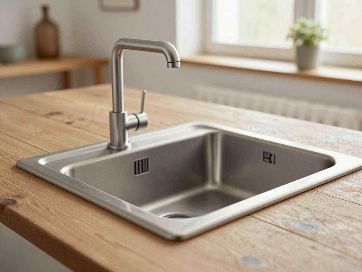 Armatur, Beckenrand und Ecken: die schwer erreichbaren Stellen der Edelstahlspüle reinigen